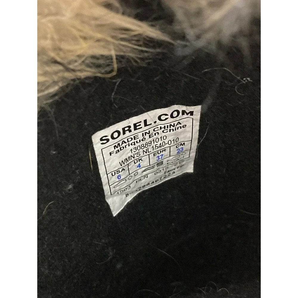 Sorel Joan of Artic Winter Black Waterproof Boots Suede Fur Snow Shoe US 6 EU 37 - Picture 11 of 12